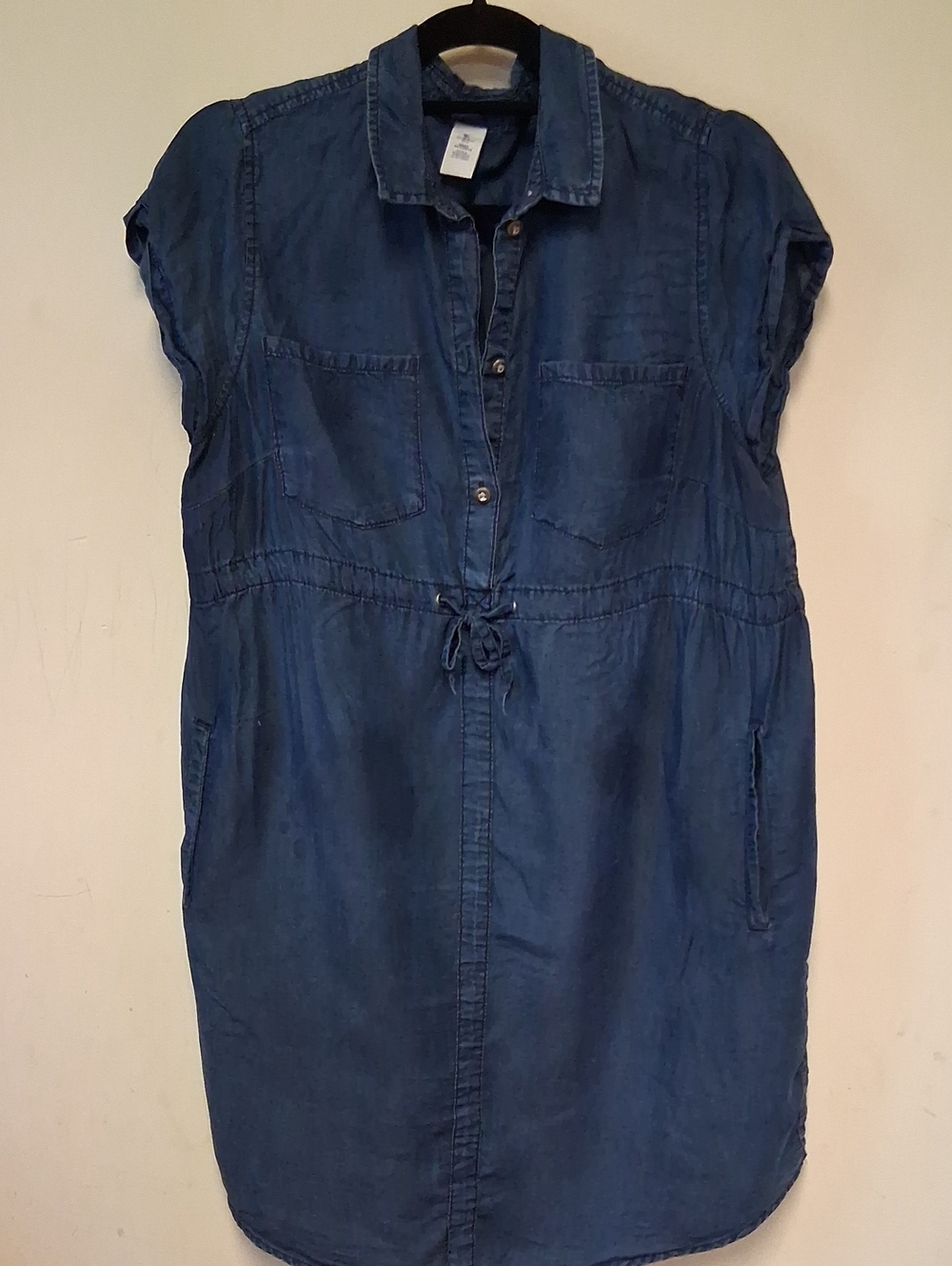H&M Chambray Drawstring Maternity Shirt Dress - Denim Blue